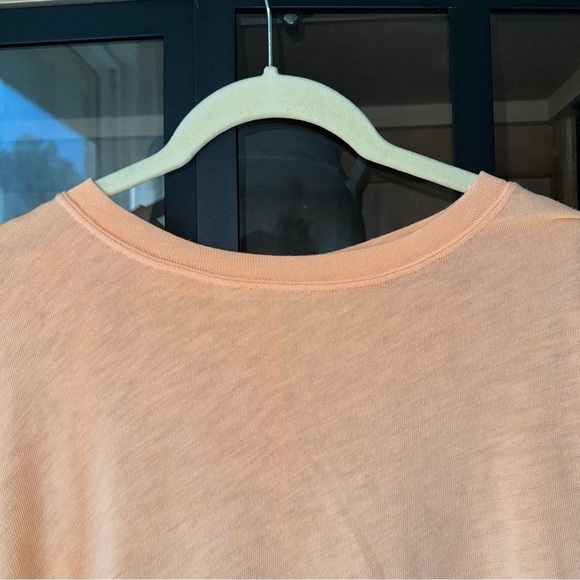 Free People tee We The Nina top tangerine Cactus Flower raw hem short sleeve - Picture 6 of 8